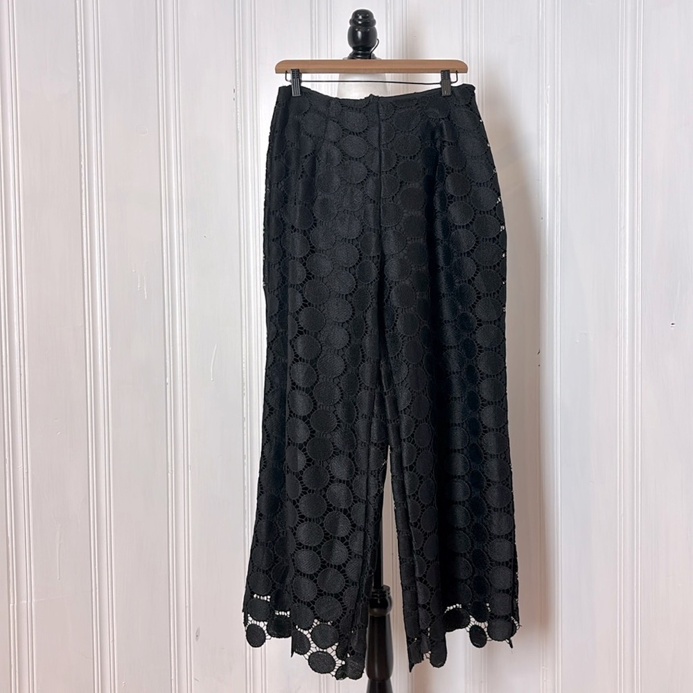 Black Lace Wide-Leg Trousers
